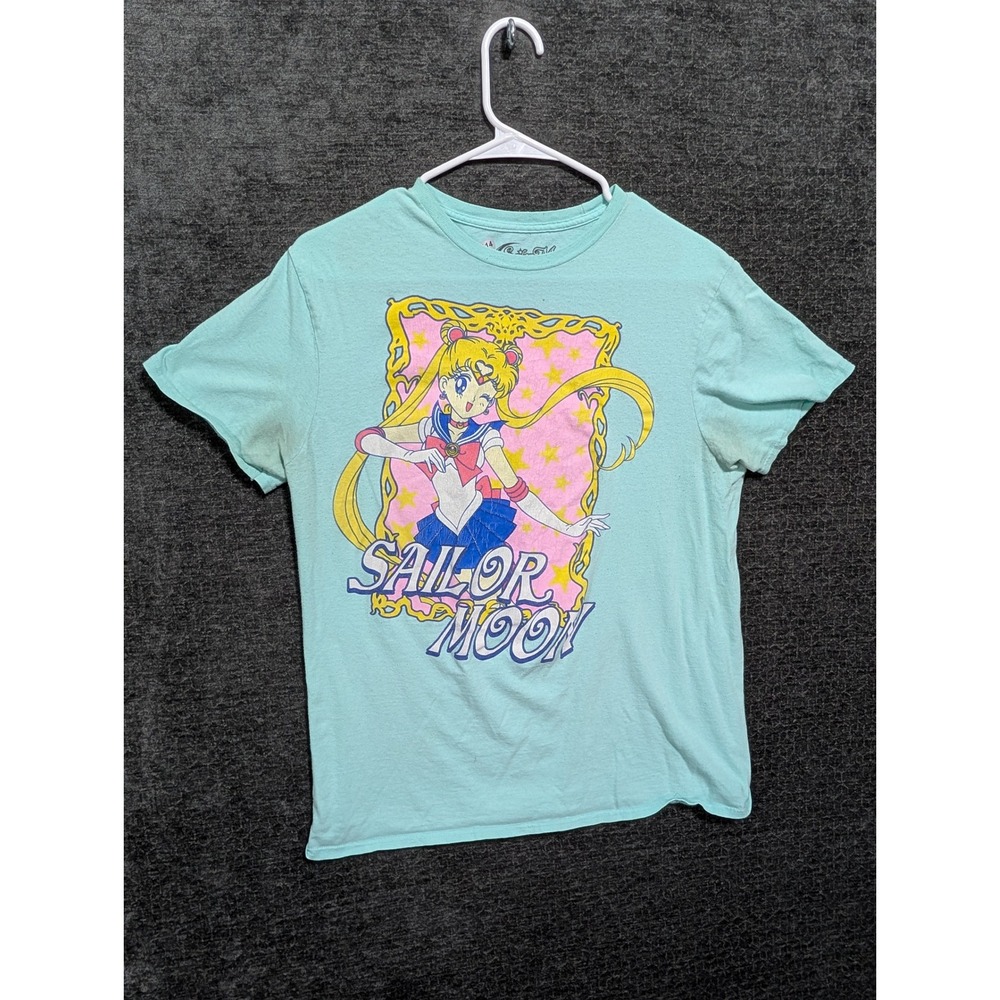 Sailor Moon Graphic T-Shirt Aqua Blue Anime Manga Usagi Tsukino Size M